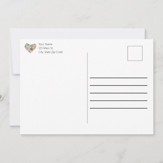 Faire-part Bouquet de coeur floral Valentine Card (Dos)