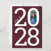Faire-part Bourgogne Classe Moderne Année de et de la photo (Devant)
