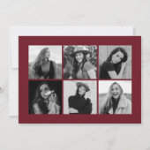 Faire-part Bourgogne Diplômée 12 Photo Collage Graduation (Dos)