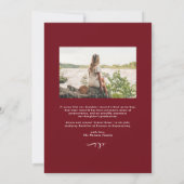 Faire-part Bourgogne Élégante Calligraphie Photo Graduation (Dos)