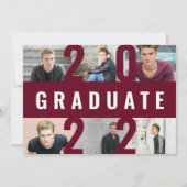 Faire-part Bourgogne graduation moderne photo collage audacie (Devant)