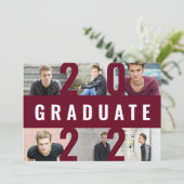 Faire-part Bourgogne graduation moderne photo collage audacie (Debout devant)