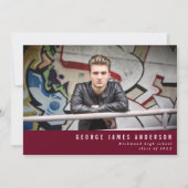 Faire-part Bourgogne graduation moderne photo collage audacie (Dos)