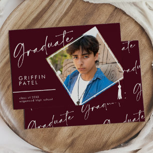 Faire-part Bourgogne Moderne Diplôme Cap Photo Graduation