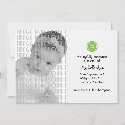 Faire-part Bouton mignon (vert) (Devant)