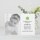 Faire-part Bouton mignon (vert) (Debout devant)