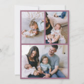 Faire-part Bow mauve personnalisé Boho ondulé Collage bébé na (Dos)