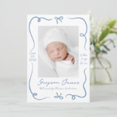 Faire-part Bows bleus Dusty dessinés à la main en lunettes 2 (Debout devant)