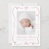 Faire-part Bows roses dessinés à la main en lunette 2 Photo N (Devant)