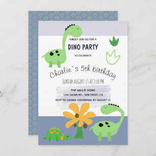 Faire-part Boy Dinosaur Jurassic fête d'anniversaire
