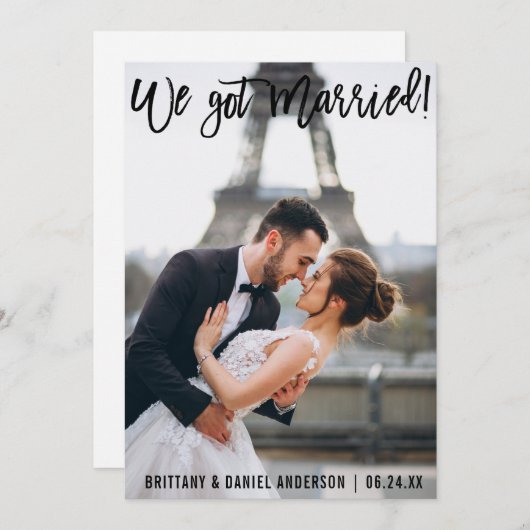 Faire-part Bracelet Script Moderne Nous Nous Sommes Mariés Co (Devant / Derrière)