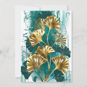 Faire-part Branche avec Feuilles d'or Ginko Biloba