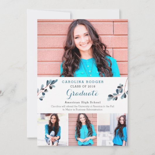 Faire-part Branches élégantes - Annonce de diplôme photo (Devant)