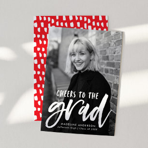 Faire-part Bravo à la Grad Script Red Photo Graduation