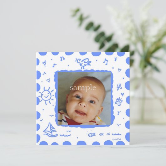 Faire-part Bright Blue Songbird (Debout devant)