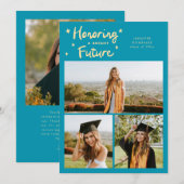 Faire-part Bright Future Stars Multi Photo Aqua Blue Grad (Devant / Derrière)