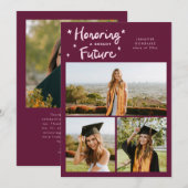 Faire-part Bright Future Stars Multi Photo Cranberry Grad (Devant / Derrière)