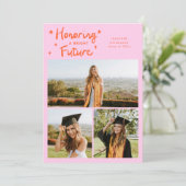 Faire-part Bright Future Stars Multi Photo Orange Pink Grad (Debout devant)