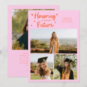 Faire-part Bright Future Stars Multi Photo Orange Pink Grad (Devant / Derrière)