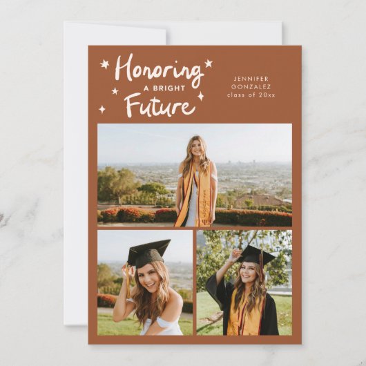 Faire-part Bright Future Stars Multi Photo Terracotta Grad (Devant)