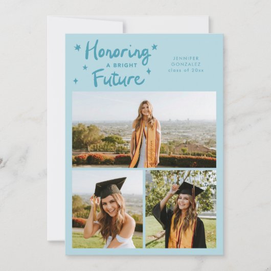 Faire-part Bright Future Stars Multi Photo Turquoise Grad (Devant)