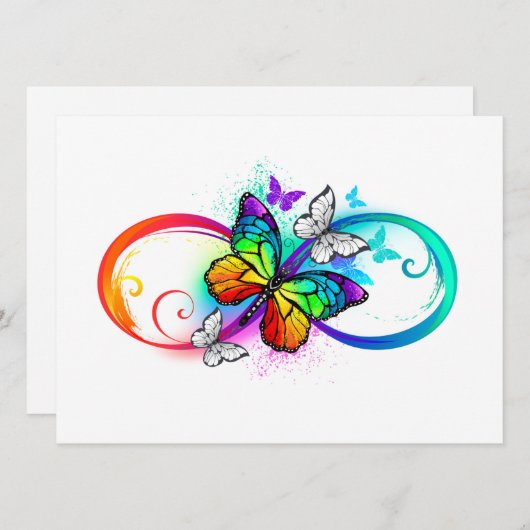 Faire-part Bright infinity with rainbow butterfly (Devant / Derrière)