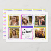 Faire-part Bright Retro Grad Photo Collage Frames Graduation  (Devant / Derrière)