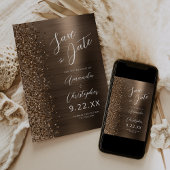 Faire-part Bronze Brushed Metal Script Save the Date