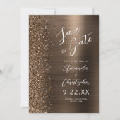 Faire-part Bronze Brushed Metal Script Save the Date (Devant)