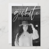 Faire-part Brosse blanche manuscrite Script 4 Diplôme photo (Devant)