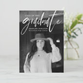 Faire-part Brosse blanche manuscrite Script 4 Diplôme photo (Debout devant)