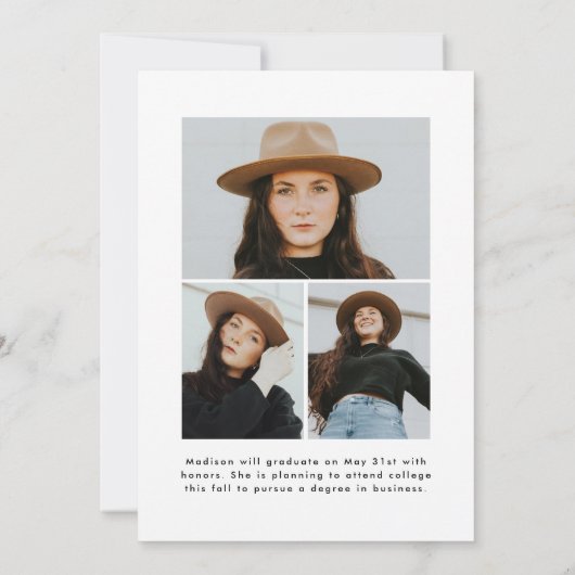 Faire-part Brosse blanche manuscrite Script 4 Diplôme photo (Dos)