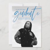 Faire-part Brosse Bleue manuscrite Script 4 Diplôme photo (Devant)