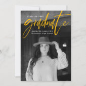 Faire-part Brosse manuscrite jaune Script 4 Diplôme photo (Devant)