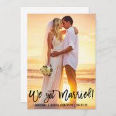 Faire-part Brosse moderne Script Couple Photo Nous Nous Somme (Devant / Derrière)