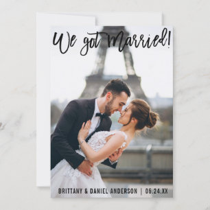Faire-part Brosse Script Moderne Nous Nous Sommes Mariés Phot