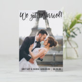 Faire-part Brosse Script Moderne Nous sommes mariés Photo de  (Debout devant)