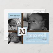 Faire-part Brown de bébé de ruban (Devant / Derrière)