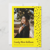 Faire-part Brown de graduation Confetti Jaune (Devant)