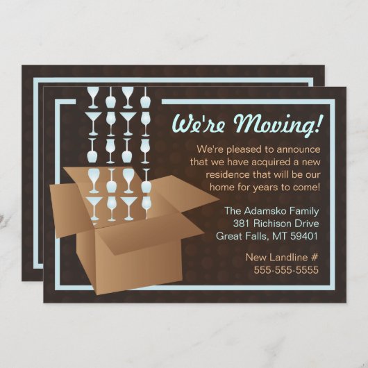 Faire-part Brown et bleu Nous sommes en train de déplacer le (Devant / Derrière)