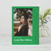 Faire-part Brown Green Confetti Graduation (Debout devant)