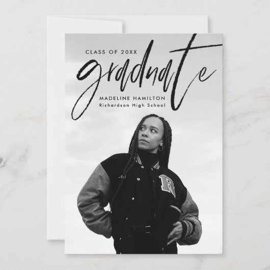 Faire-part Brush noir manuscrit Script 4 Diplôme photo (Devant)