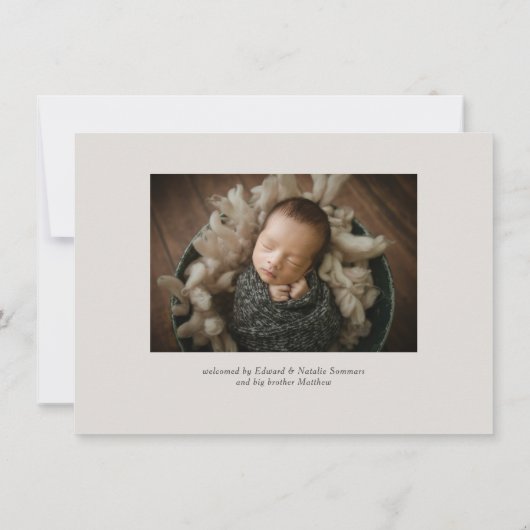 Faire-part Budget Calligraphie Script Hello Photo Bébé Naissa (Dos)