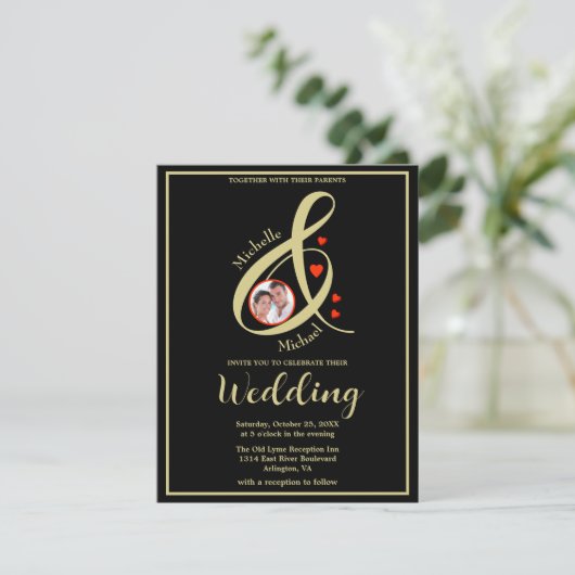 Faire-part Budget Élégant Mariage photo moderne QR site Web (Debout devant)