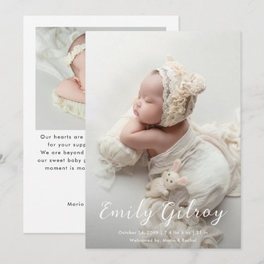 Faire-part Budget Modern Newborn Baby Photo Collage Birth (Devant / Derrière)