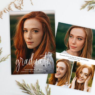 Faire-part Budget Moderne Calligraphie Simple Photo Graduatio