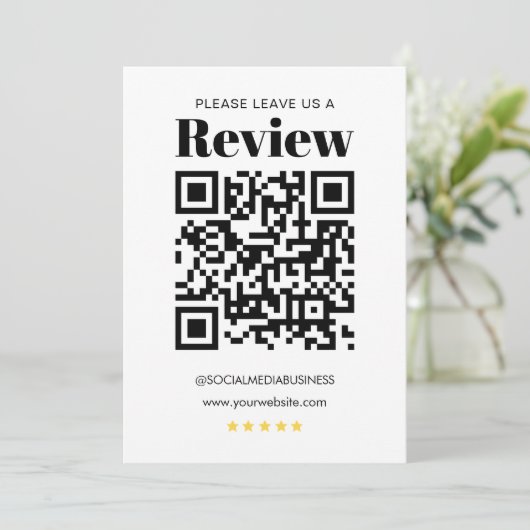 Faire-part Budget simple Laisser un commentaire QR Code Socia (Debout devant)