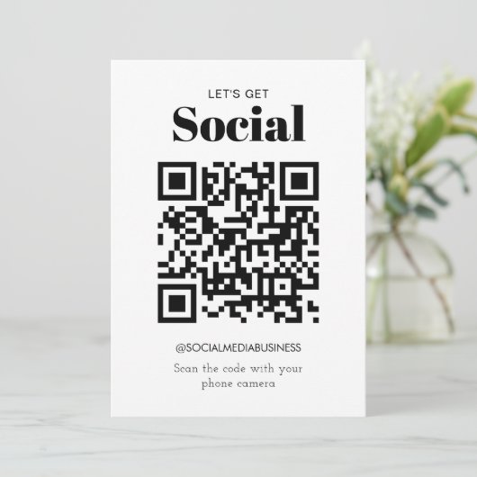 Faire-part Budget Simple Permet d'obtenir social QR Code médi (Debout devant)