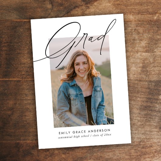 Faire-part Budget Trendy Calligraphie Trois Diplôme Photo