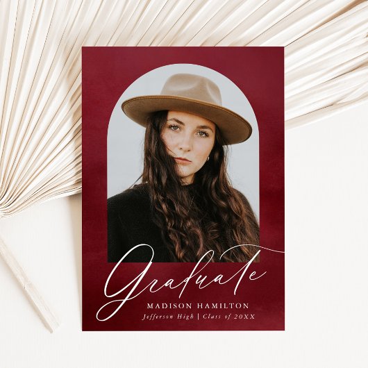 Faire-part Burgundy Aquarelle Arch Photo Graduation